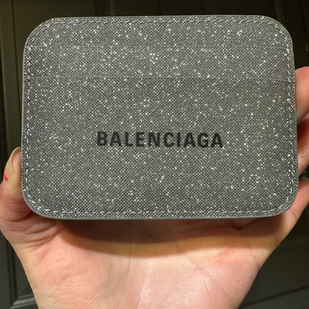 Balenciaga Sparkly Silver Card Holder